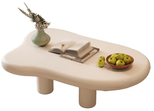 Couchtisch Wolkenform Antik-Stil Hergestellt Aus Kunstholz Wohnzimmertische Verdickte Lackierte Tischplatte Verstärkte Tischbeine Stubentisch für Wohnzimmer, Balkon und Büro(White,120 * 79 * 30cm)
