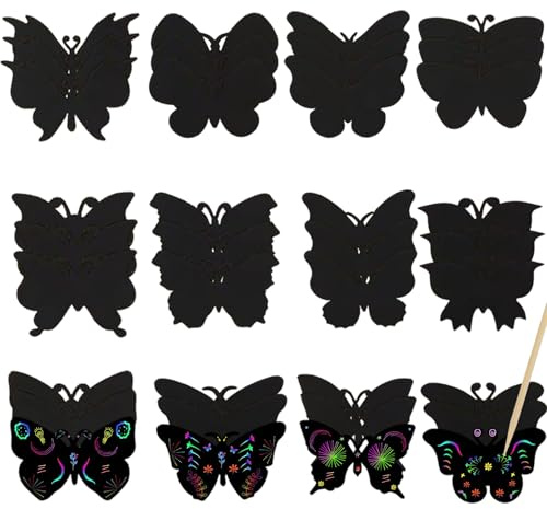 36 Stück Kratzbilder，Kratzbilder für Kinder，Kratzpapier Kinder，Magische Regenbogen-Kratzkunst, Basteln mit Rubbelkarten für Geburtstage Party DIY Dekoration