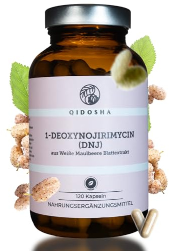 QIDOSHA® 1-Deoxynojirimycin (DNJ) aus Weisser Maulbeere, 120 Kapseln im Apothekerglas, 500mg Extrakt je Kapsel, davon 25mg DNJ = höchster Gehalt am Markt, jede Charge laborgeprüft, deutsche Fertigung