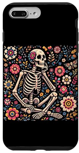 Floral Skeleton Flowers Gothic Folk Art Aesthetic Goth Case for iPhone 7 Plus/8 Plus