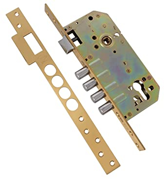 Amig - Embossing Lock Mod.100 Base | Front and Steel Bracket | Brass Body | for Entry Wood Doors | with Reversible Lever | for 8 mm Handles