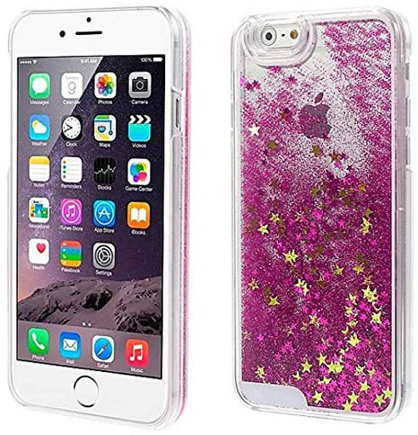 Shot Case - Coque Rigide Paillette IPHONE 6 Liquide Eau Sable Etoile Protection Apple (Couleur Rose)
