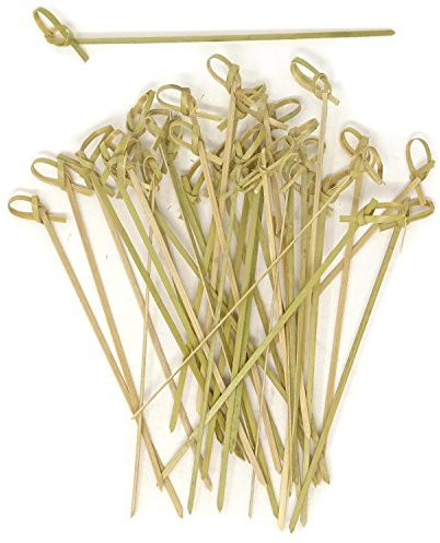 Honbay 100PCS 15cm 6 Inch Cocktail Picks Bamboo Knot Skewers Knotted Skewers Twisted Ends Bamboo Picks (Knotted)