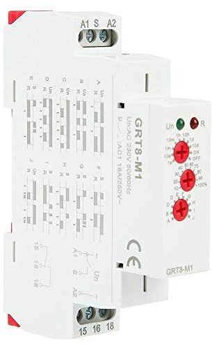 GRT8-M1 AC 220V Relais Temporisé Multifonctionnel Modulaire avec 10 Fonctions pour Montage sur Rail DIN
