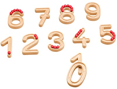 Wissner Aktiv Lernen Montessori Fühlzahlen zum Nachspuren mit 60 Kugeln in rot - 11 RE-Wood Zahlenbausteine von 1-10 - Schneller Zahlen Lernen - Für Grundschüler - 3D Ziffern zum Fühlen