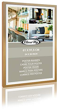 Close Up Holzdekor Bilderrahmen, Posterrahmen |Buche Hell | Frame | für Großformatige Maxi Poster, Acrylglas, MDF | 61 x 91,5 cm