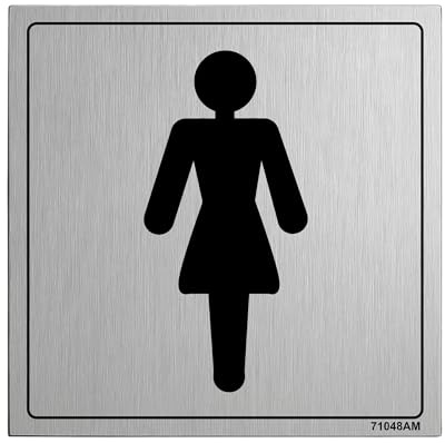 V Safety General Door-Ladies Toilet Sign - 150mm x 150mm - 3mm Brushed Alu Comp
