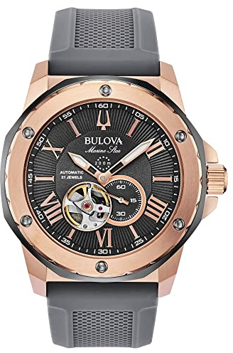 Bulova Marine Star Automatic Men's Watch Gray and Rose 98A228