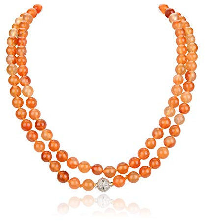 Fukugems Mala Perlen Kette für Damen und Mann, Armband, Buddhist Meditation Kette, Orange Carnelian