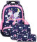 Meisohua Mochila Unicornio Niños Impermeable Mochila Escolar para Adolescente Pequeñas Mochilas Infantil Bolso para Chicas para La Escuela,Viajes,Intemperie Juego de 3 - Azul Navy