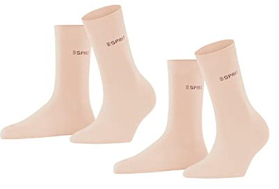 ESPRIT Uni 2-Pack W SO cotone tinta unita confezione di 2 paia, Calzini Donna, Rosa (Orchid 8985), 39-42