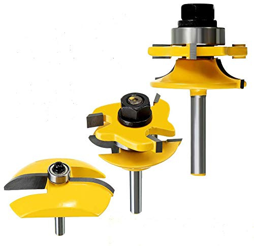 1/4'' Shank Groove Router Bits Rail Cabinet Stile Cutter Woodworking Chisel Cutter Tools 1/2/3 Pcs