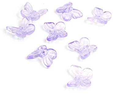 Vintageparts Perlas de mariposa de cristal en lila, 8 unidades para manualidades