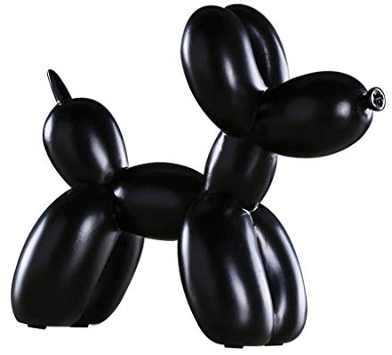 Tubayia Harz Ballon Hund Figur Statue Ornament Dekoration für Zuhause, Büro, Café (Schwarz)