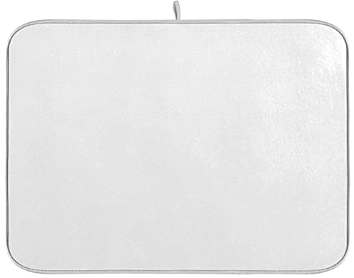Alfombra de secado de platos grande blanca Xl para platos, accesorios de cocina, mostrador de microfibra escurridor de platos Pad resistente al calor, decoración de 18 x 24 pulgadas