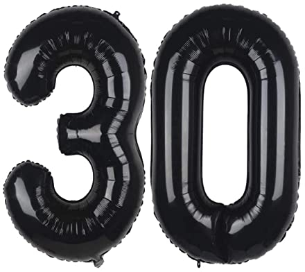 30 Luftballons Zahl Groß,30 Geburtstag Ballon Schwarz,40 Zoll/101CM Nummer 30 Aufblasbarer Helium Folienballon