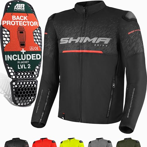 SHIMA DRIFT Blouson Moto Homme | Veste Moto D'été Légère et Respirante en Maille, Protections CE du dos, des épaules et des coudes, réglage de la largeur (Noir, S)