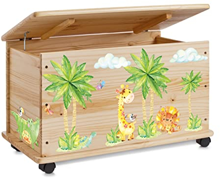 Farbklecks Collection Spielzeugkiste Dschungel - Spielzeugkiste Holzkiste Kinderzimmer Deko personalisierbar