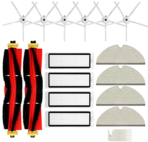 Accessoires aspirateur robot pièces de rechange compatible avec Xiaomi MI Roborock S50 S51 S55 S5 Max S6 S6 Max V avec 2 brosses principales, 4 filtres Hepa, 6 brosses latérales, 4 chiffons (lot de