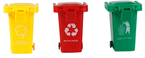 Liummrcy Mini Trash Can Toy, 3PCS, Multicolor, ABS, Trash Can, Garbage Bin, Kids 3+