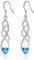 Sterling Silver Drop Earrings for Women Girl, Silver Dangle Earrings with Cubic Zirconia│Twisted Linear Hypoallergenic Earring for Sensitive Ears│Jewellery Gift for Birthday Christmas Blue