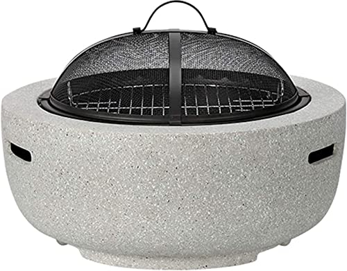 Garten-Feuerstelle, Grillschale, Grill, Grillgestell, Feuerstelle mit BBQ-Grillregal, Garten-Terrassenheizung, Holzkohle, Holzofen, Feuerschale mit einer Umrandung aus Kunststein, Outdoor-Feuerst