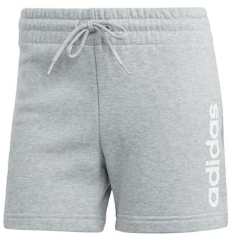 adidas Damen Essentials Linear French Terry Shorts, Medium Grey Heather/White, M