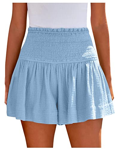 Damen Taille Casual Cut Cutual Overall,Anime Hosen Hosen Damen Cargohosen Frauen Lose Sommer Leinen Baumwolle Feste Farbe Ärmellos Tasche Lässig Jumpsuit Hosen Damen (S,Hell Blau-1)