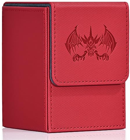 UAONO Scatola per carte Yugioh, 100+ Dragon Deck Case con 2 divisori adatta MTG TCG CCG, Rosso, moderno