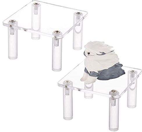 FINGERINSPIRE 2 Set Espositori Quadrati per Cupcake 8x8x5cm Alzate per Display A 4 Gambe Espositore per Gioielli In Acrilico Trasparente Alzate per Espositori per Gioielli In Acrilico per Esposizione