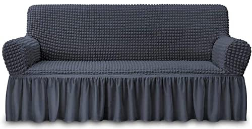 SORECI Eleganter Stretch-Sofabezug mit 3D-Blasengitter, 1 Stück elastischer Spandex-Couchbezug für Zweisitzer und Sofa, montierender Stuhlmöbelschutz,Grey-XL+165~200cm(65~79inch)