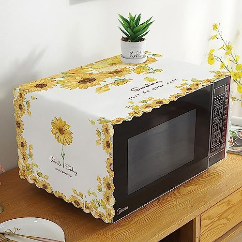 wolpin Microwave Oven Dust Proof Cover Modern Design Kitchen (100 X 35 Cm) Sunflower Blossom, White