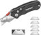 Mustbau Professional Mini Universalmesser(Längen 6.5cm), Klappmesser im Metall-Griff schwarz (Inkl. 5 Stück SK5 Ersatzklingen), Cuttermesser Profi mit Safety-Lock, Teppichmesser Arbeitsmesser