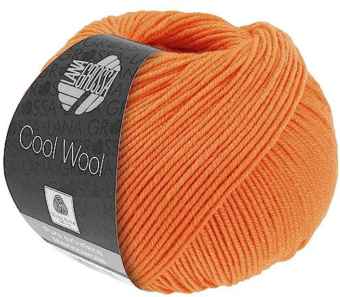 LANA GROSSA Cool Wool Uni | Extrafeine Merinowolle waschmaschinenfest und filzfrei | Handstrickgarn aus 100% Schurwolle (Merino extrafein) | 50g Wolle zum Stricken & Häkeln | 160m Garn FB 2105