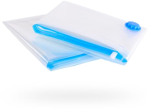 Die Vakuumbeutel für Kleidung und Bettdecken von figg (2er Set - 80x60cm*) - 2 Vakuumierbeutel inkl. 2 Etiketten - Staubsauger Vakuum Aufbewahrungsbeutel auch für Bettwäsche, Kissen und mehr