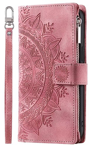 Rnrieyta Miagon Reißverschluss Brieftasche Hülle für Samsung Galaxy A51,Magnet Handyhülle Tasche PU Leder Totem Blume Prägung Klapphülle Flip Case Geldbörse mit Kartenfach