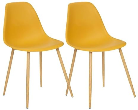UNIVERSDECOR - Set mit 2 Stühlen, skandinavischer Stil, Ava, Metallbeine, Eichenimitat Atmosphera (2, Ocre)