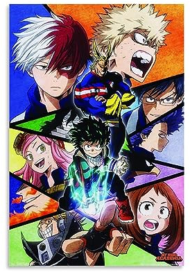 ENILSA My Hero Academia Anime-Poster (2) Leinwand-Poster, dekoratives Gemälde, Leinwand-Wandposter und Kunstdruck, modernes Familienschlafzimmer-Dekor-Poster, 30 x 45 cm