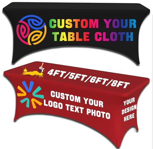 LLLGSH Individuelle Tischdecke mit Business-Logo-Text - personalisierte Stretch-Spandex-Tischdecke - für Messen, Veranstaltungen, Hochzeiten, Geburtstage, Jubiläen (4FT 48''×30''×29''(122×76×74CM)