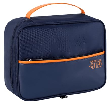 FAVORTALK Travel Gadgets Double Layer Multipurpose Electronic Organizer with DIY Storage Area Waterproof Accessories Bag for Cable SD Cards Charger Power Bank etc, Navy Blue B21513