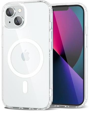 oakxco for iPhone 13 Mini/ 12 Mini Case Clear Magnetic Compatible with Magsafe, Thin Slim Transparent Non Yellowing, Hybrid Soft Silicone Bumper & Hard Plastic Protective Cover for Women, Clear