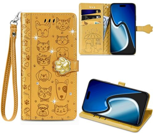 MIGOTODA PU Leather TPU Protective Phone Case for iPhone 8 Plus/iPhone 7 Plus - model UK-IP8P-G1-N30 (Yellow)