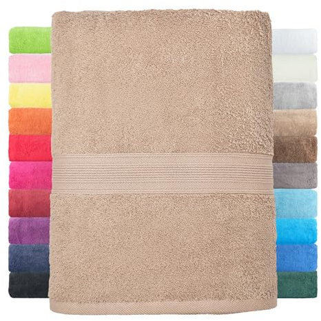 leevitex® Duschtuch 2er Set aus 100% Baumwolle, weich und saugstark | 500 g/m² | 70 x 140 cm | Sand