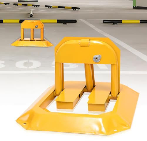 Ikodm 1X Klappbar Parkpfosten, Absperrpfosten mit 3 Schlüssel, Parkplatzsperre mit 4 Dehnschrauben, Universal Parkplatzschloss, Parkschranke für Garage, Parkplatz, Einfahrt