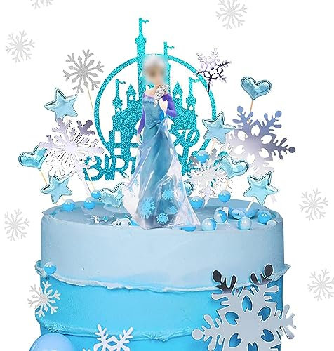 Décorations de Gâteau - Decoration Anniversaire Reine des Neiges Gâteau Décoration Anniversaire Filles Château Cake Topper Fête Fournitures pour Enfants