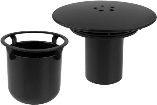 Amazleer Shower Drain Cover, Chrome Shower Plughole Cover, Removable Top Shower Trap Cover Replacement, Shower Waste Cover Fast Flow Black 90mm (Black)