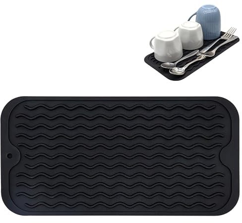Netrox - tapis égouttoir en silicone 30x15 cm – compact, antidérapant, résistant à la chaleur jusqu’à 230 °c – sans bpa, tapis de séchage pour vaisselle, cuisine