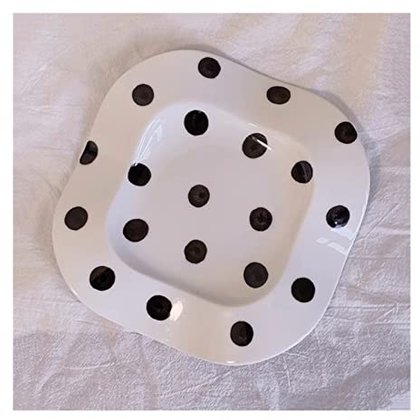 Piatti piani Piatto irregolare Piatto a pois bianco e nero Piatto a strisce bianche e nere Piatto quadrato profondo for uso domestico Piatto da pranzo in ceramica for ristorante Piatto da dessert Serv