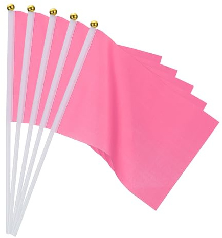 PATIKIL Mini Drapeaux Vierges,20 Pcs Rose Rouge Petits Drapeaux Colorés de Sublimation à Décorer pour Anniversaire, Cour, Pelouse, Marquage au Sol, Sport, Golf, Fête, Irrigation, 30x21cm