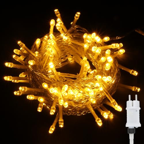 LED Lichterkette Außen 20m, Lichterkette Innen Strom Warmweiß 200 LED Lichterketten mit Stecker, 8 Modi IP44 Wasserdicht Weihnachtsbeleuchtung für Garten Hochzeit Weihnachten Party